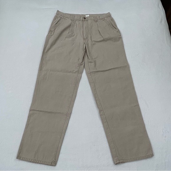 Vintage 90s Brittgear Khaki Beige Casual Flat Front Work Pants Men’s 38 Waist. - Picture 1 of 8